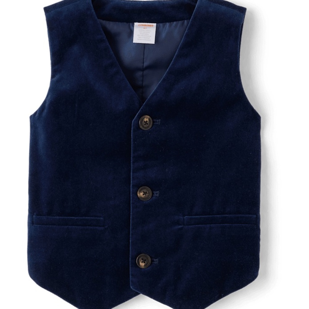 Boys Velvet Suit Vest - Royal Christmas - Blue size 4T